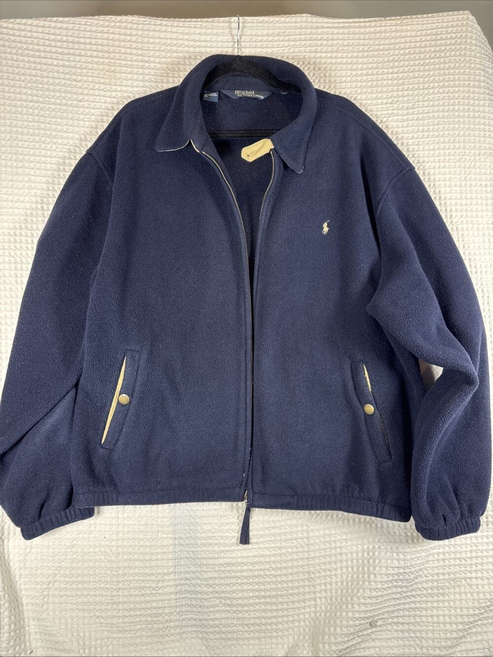 Polo Ralph Lauren Polartec Fleece Jacket Mens XXL Navy Blue Full Zip Pony Logo